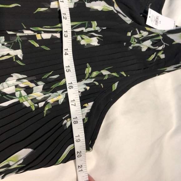 Banana Republic Black Floral Pleated Mini Dress - Picture 9 of 11